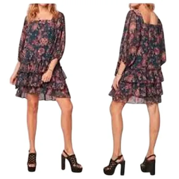 BAND OF THE FREE Mandy Floral Long Sleeve Mini Babydoll Dress Boho Ruffle NWT XS - Image 2