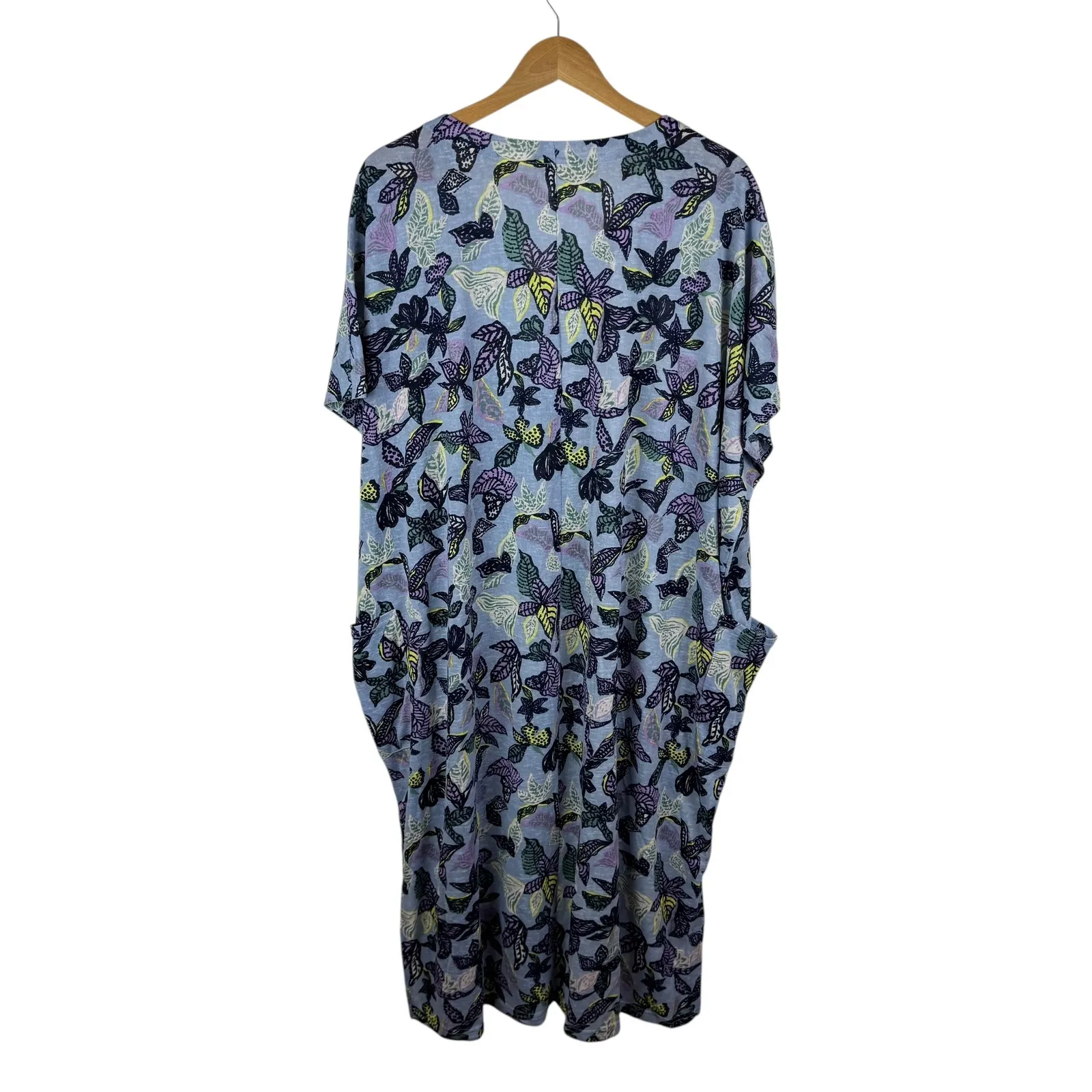 LOGO Lori Goldstein Beach to Street‎ Floral Caftan Dress Size 1X Flowy Tropical Blue - Image 5
