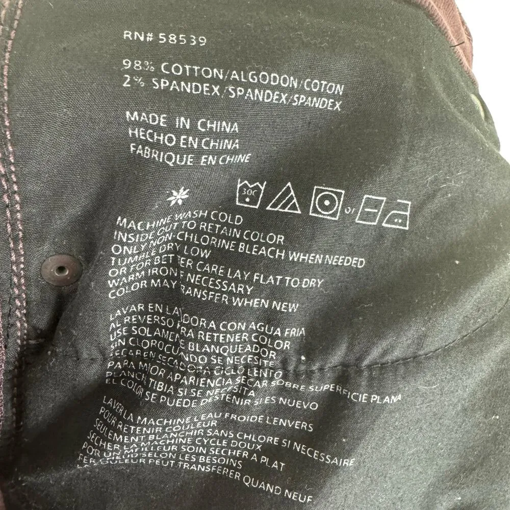 Edyson Dark Burgundy Skinny High Rise Cotton Corduroy Pants Pockets Size 33 - Image 6