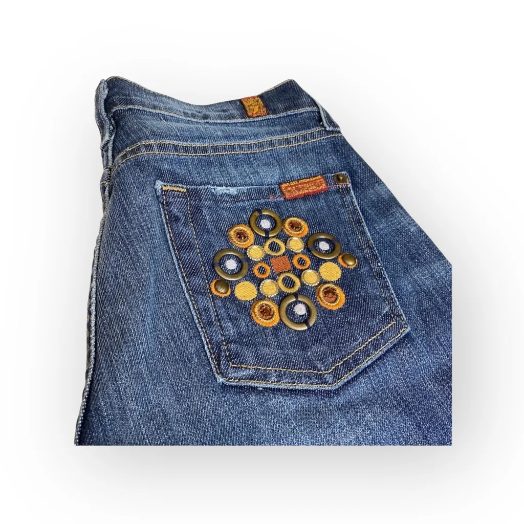 new 7 For All Mankind® ☯︎︎ Medallion Embroidered Bootcut Jeans ☯︎︎ Dark Denim 25 - Image 13