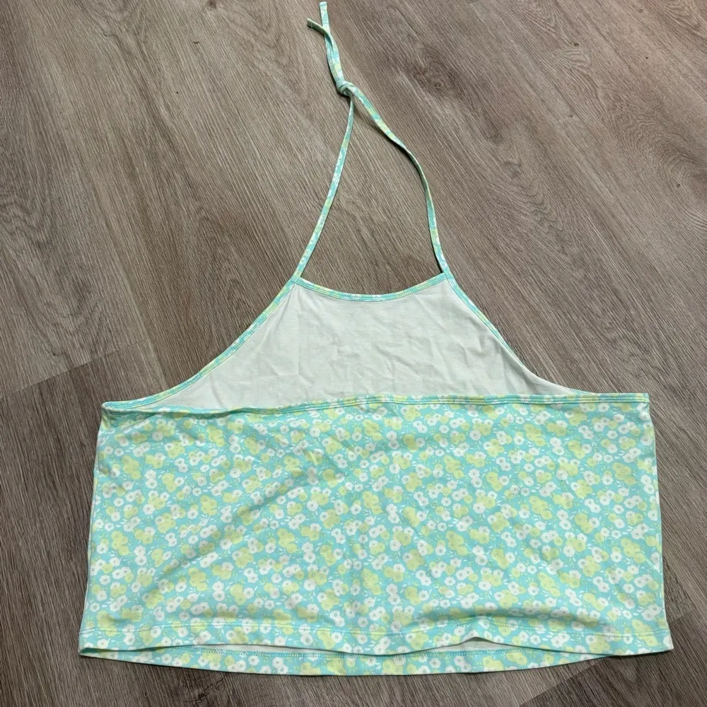 BP. Teal Ivory Allison Halter Top Floral Blue Green 3X Crop Nordstrom - Image 3