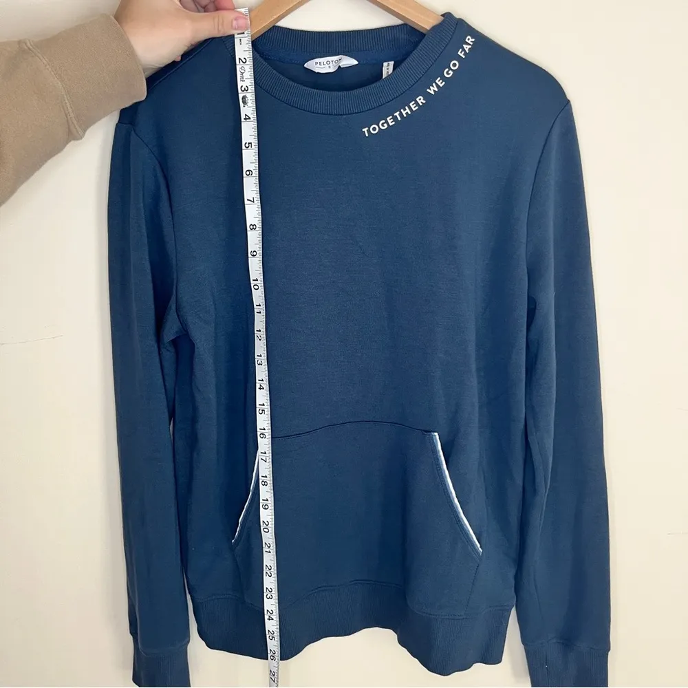 PELOTON Navy Blue ELEVATE Pocket Crewneck Pullover Sweatshirt Womens Small soft - Image 5