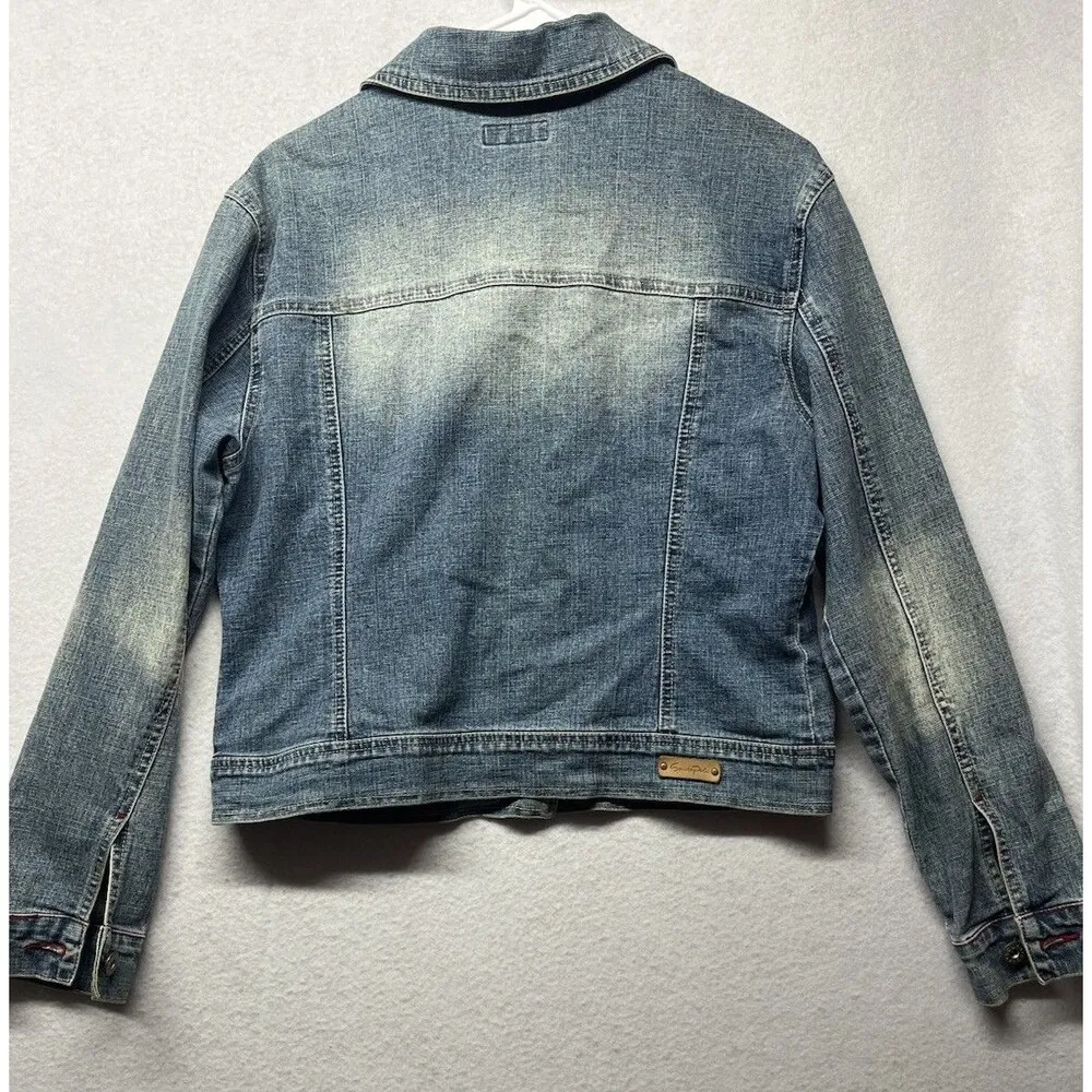 Southpole Junior Collection Jean Jacket Sz Large Women’s juniors Distressed Y2K - Image 4