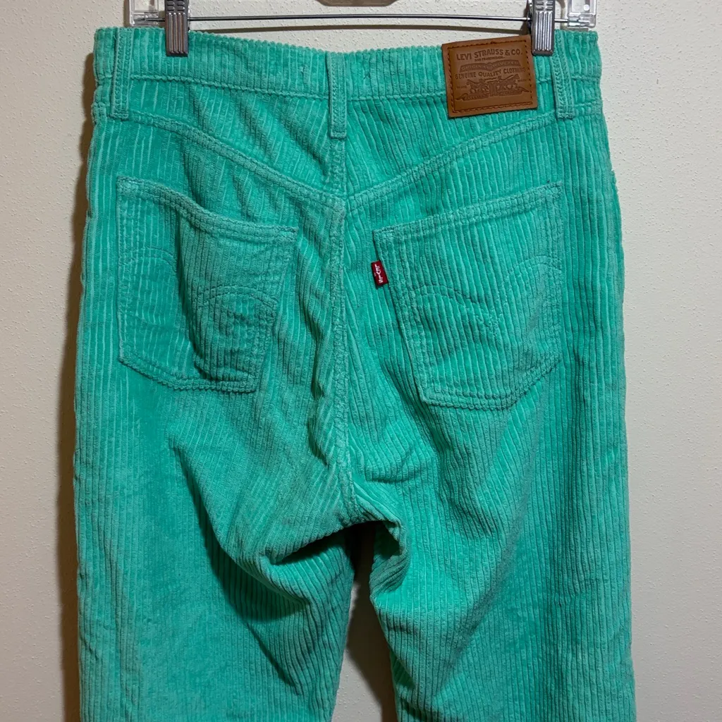 Levi's Premium Corduroy Ribcage Straight Ankle Pants Teal Green Blue Size 29 - Image 13