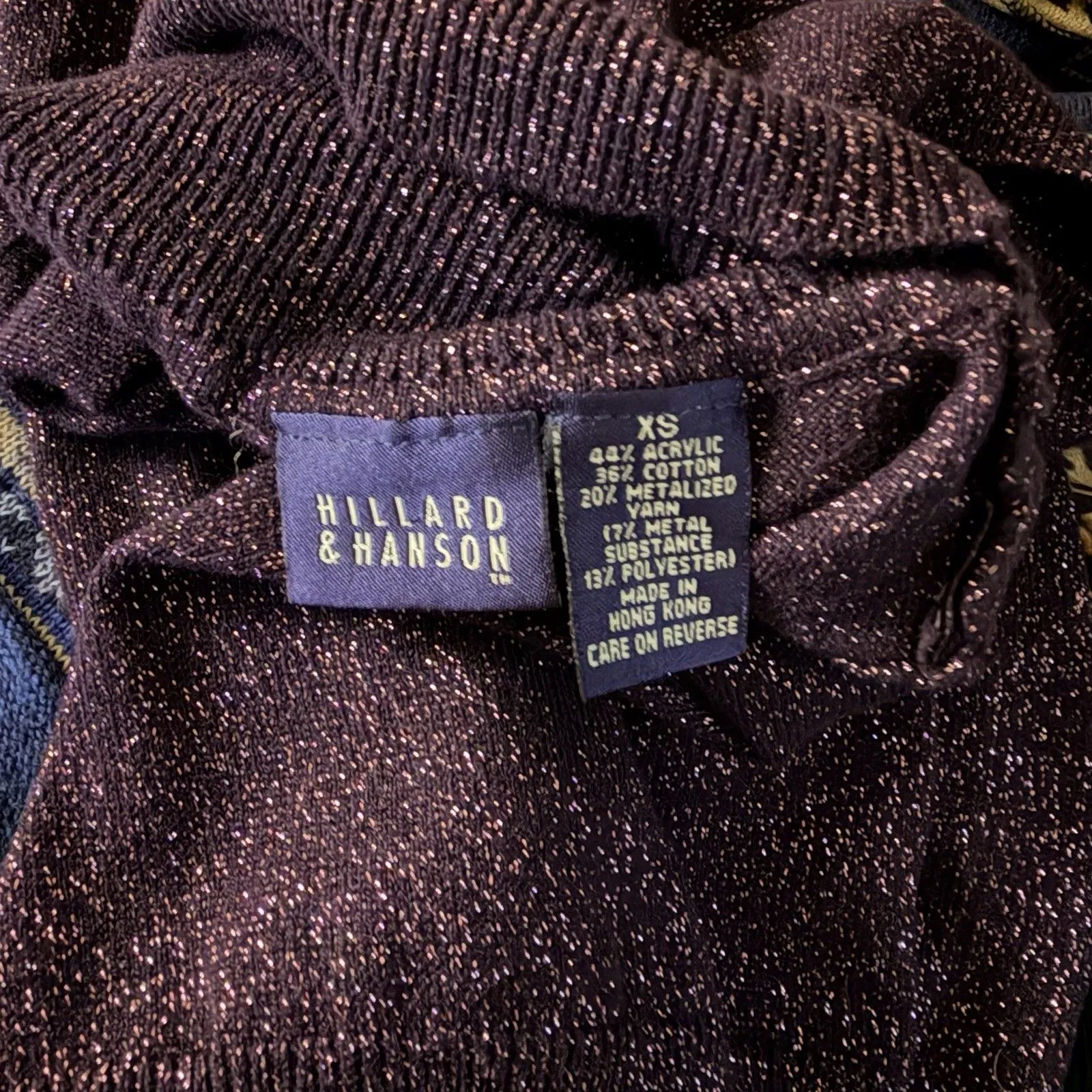 Vintage Hillard & Hanson Knit Turtleneck Top Womens XS Purple Shimmer - Image 2