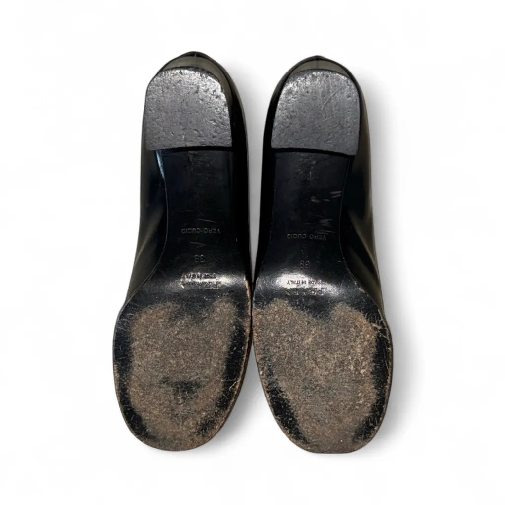 Prada Black Leather Heeled Loafers - Image 2