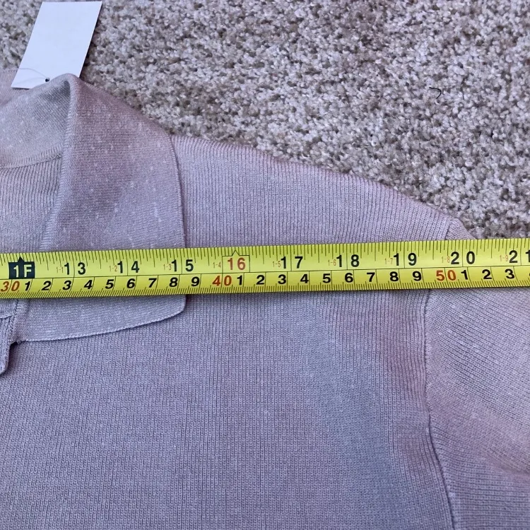 New 99$ WAYF Romper Sand Beige Knit Long-Sleeve Buttoned Collared | M - Image 5