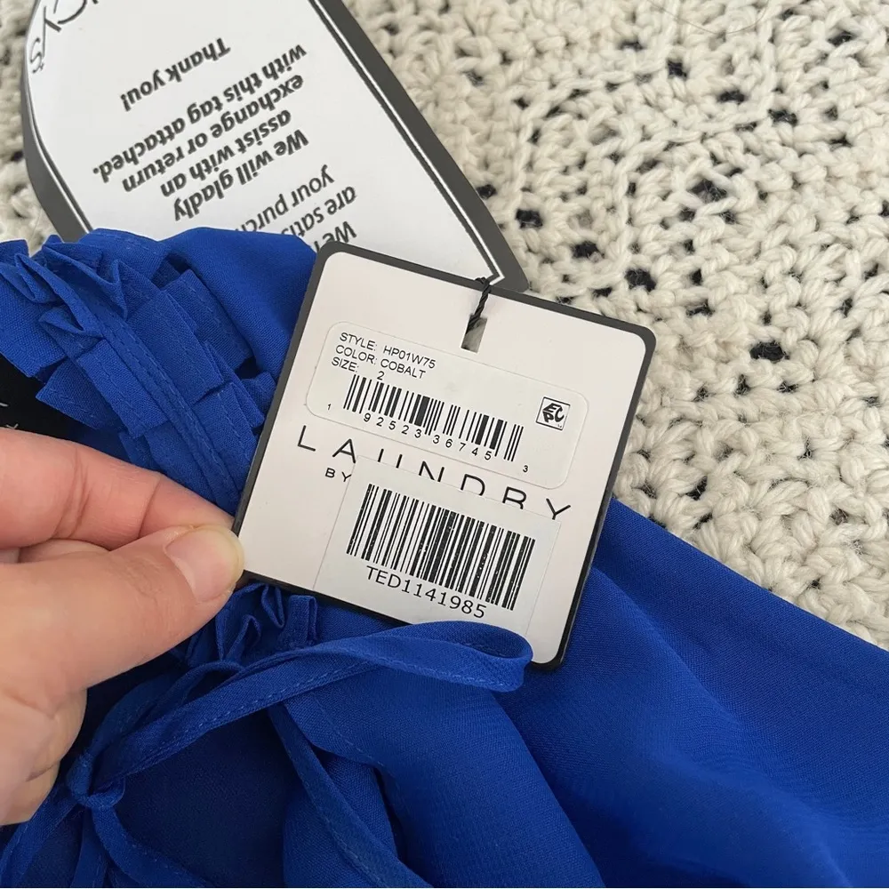 Laundry Shelli Segal Tiered Ruffle Sleeveless Dress Royal Blue NWT (Size 2) - Image 9