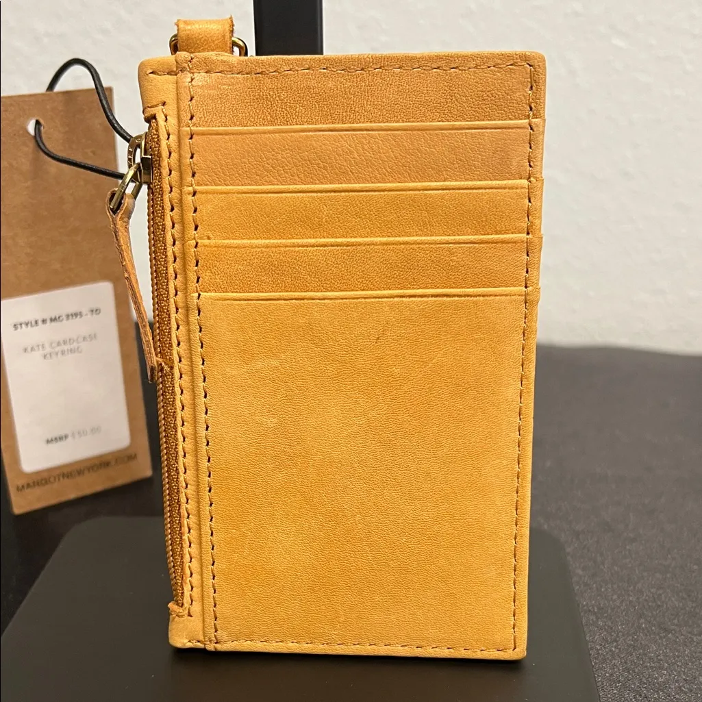 Margot New York | “Kate” Leather Card Case Keyring Tan - Image 2