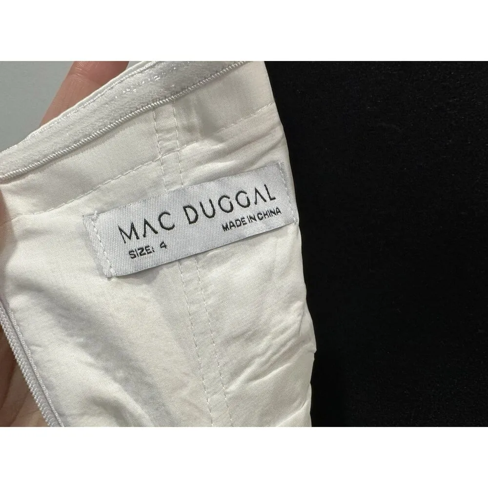 Mac Duggal 21075 White Strapless Satin Midi Dress With Flower Print Sz 4 NEW - Image 12