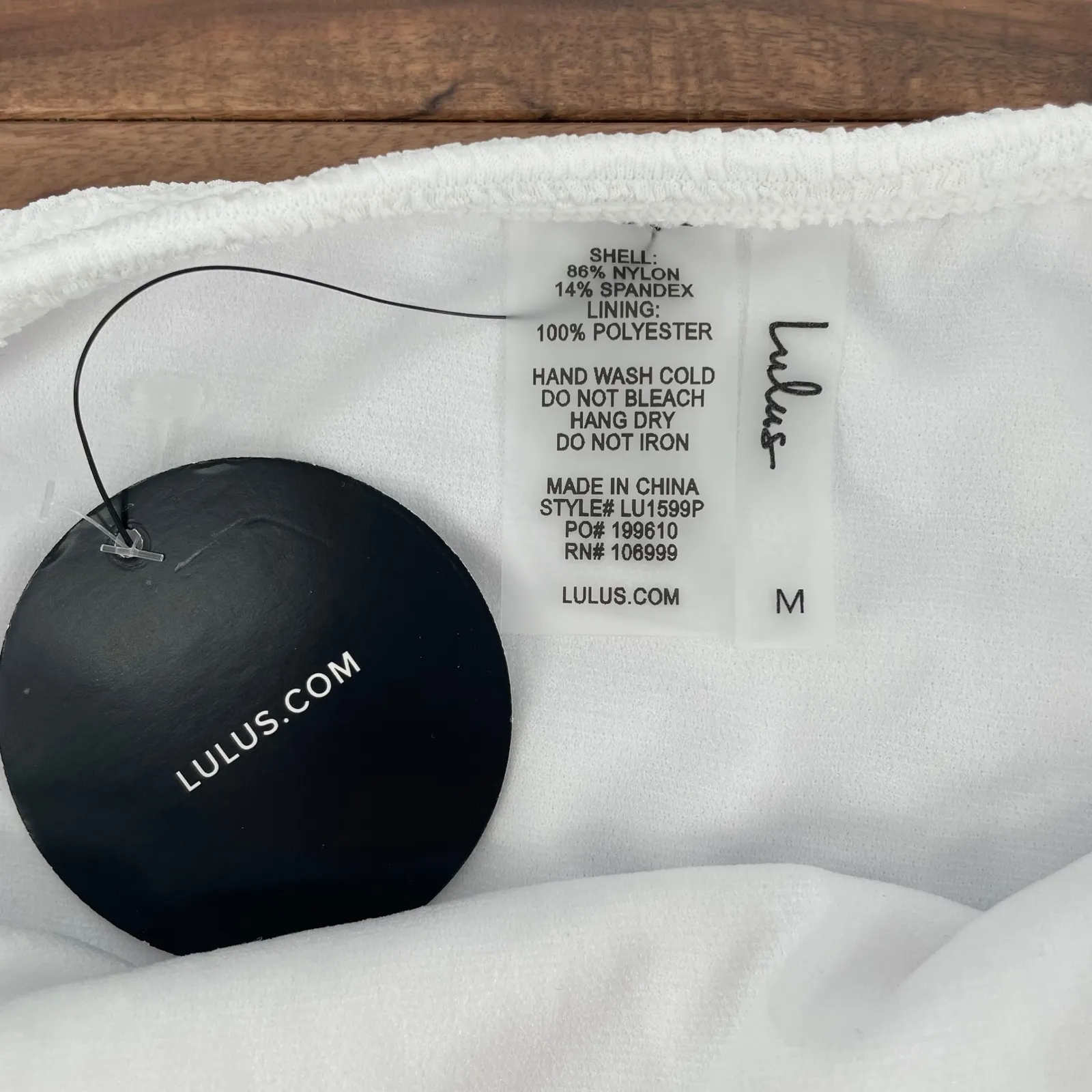 Lulus White Textured High Waisted Bikini Bottoms Swimsuit Beach Resort Size M - Image 3