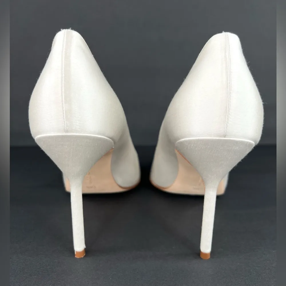 MANOLO BLAHNIK BB 120mm White Satin Sexy Stiletto Heel Pumps Size EU 40.5 - Image 6