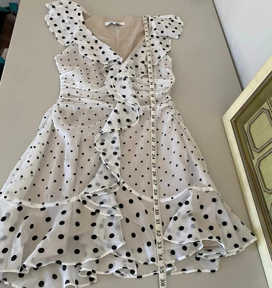 Elliatt Black White Polka Dot Dorothy Ruffled Tiered Flounce Mini Dress Small - Image 6