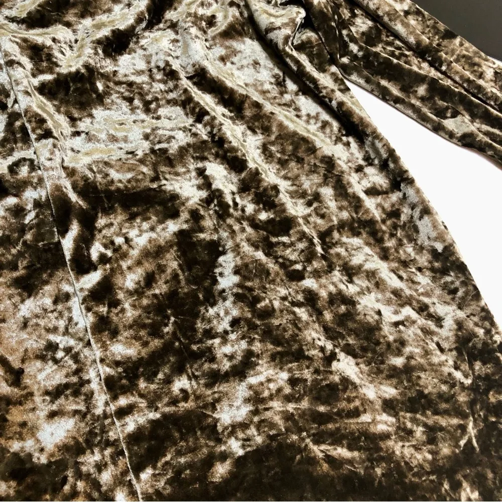 Juicy Couture Y2K Olive Green Crushed Velvet Hoodie Girlie Metallic Oversized XS - Image 9