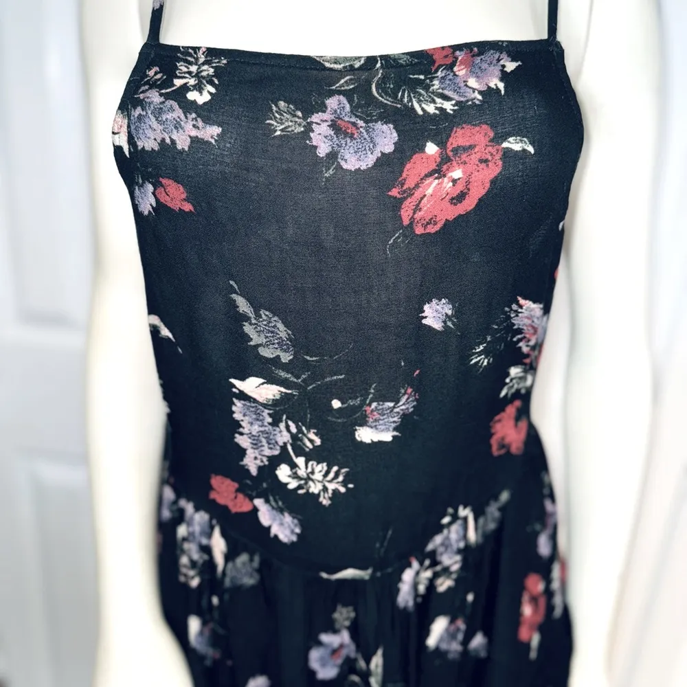 Free People   Circles of Flowers Tiered Slip Dress Black Floral Size S - Image 10