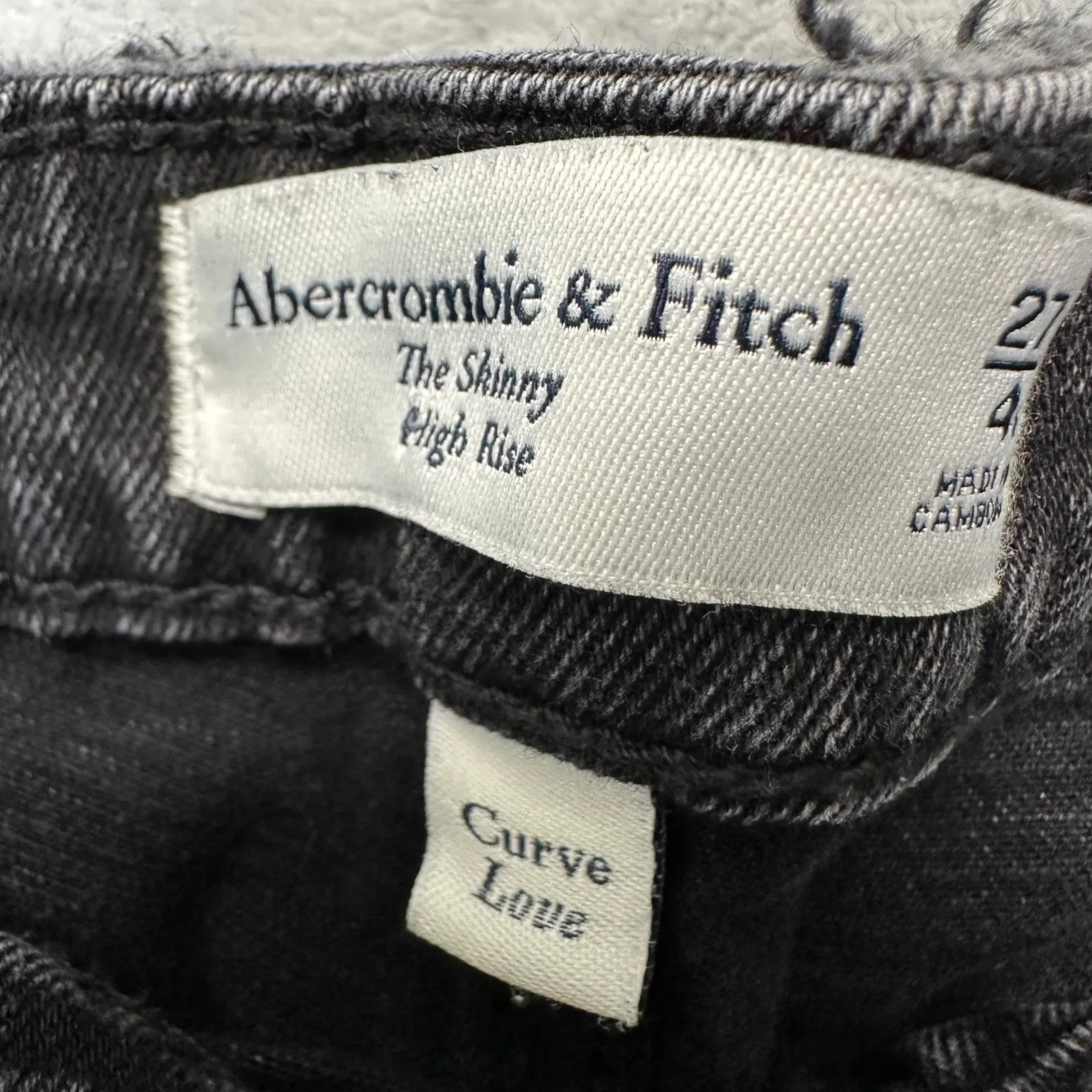 Abercrombie & Fitch Women Curve Love Skinny Jeans Black 27 4R Distressed Raw Hem - Image 5