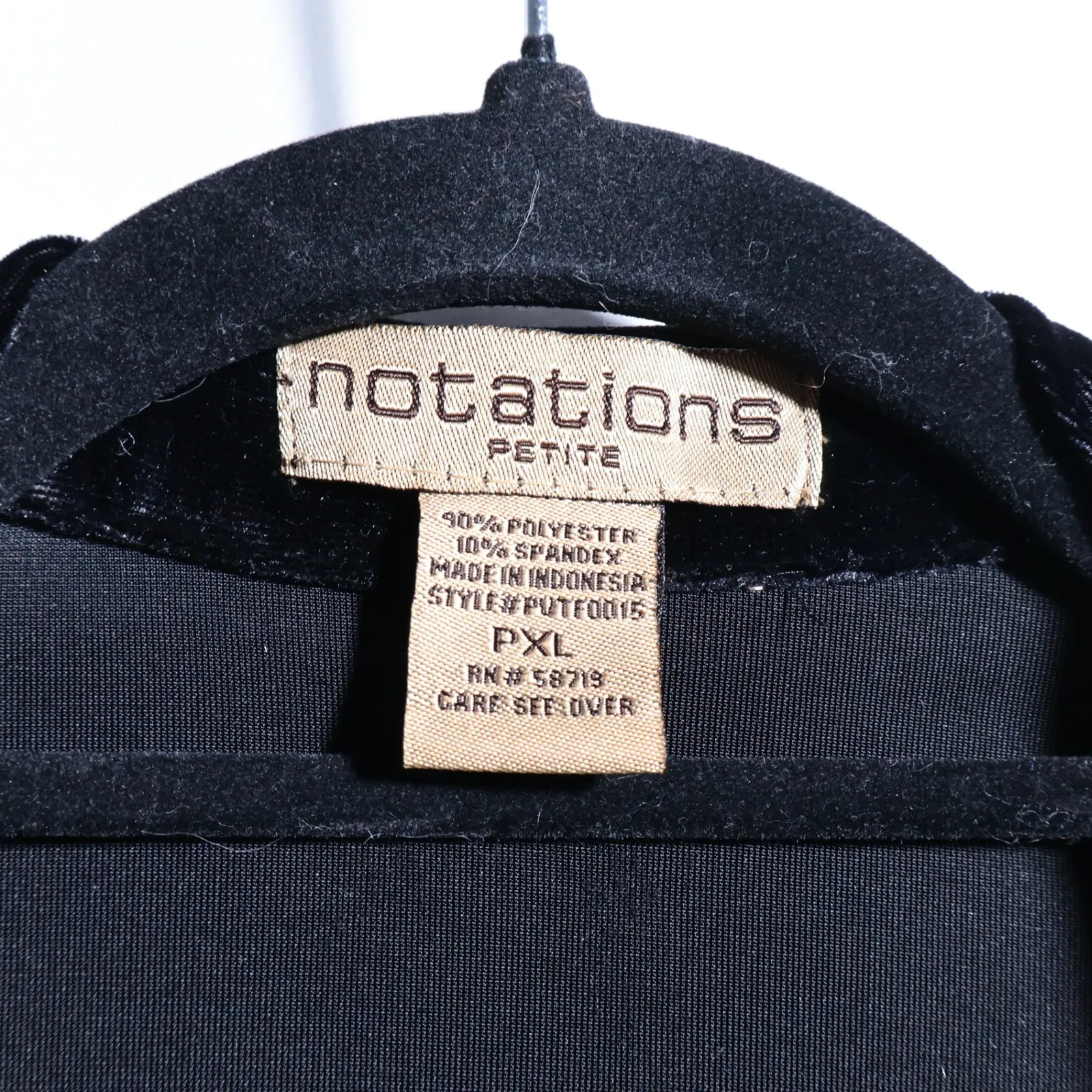 VTG Notations Petite XL Womens Black Velvet Blazer Jacket with Tank Top Set Goth - Image 3