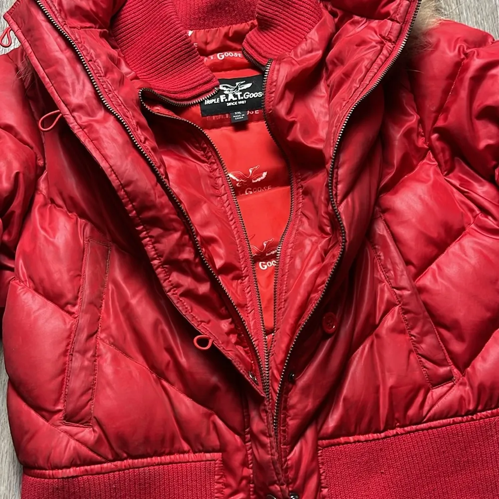Triple F.A.T Goose Puffer Jacket w/ Fur Hood Size XXL Red - Image 6