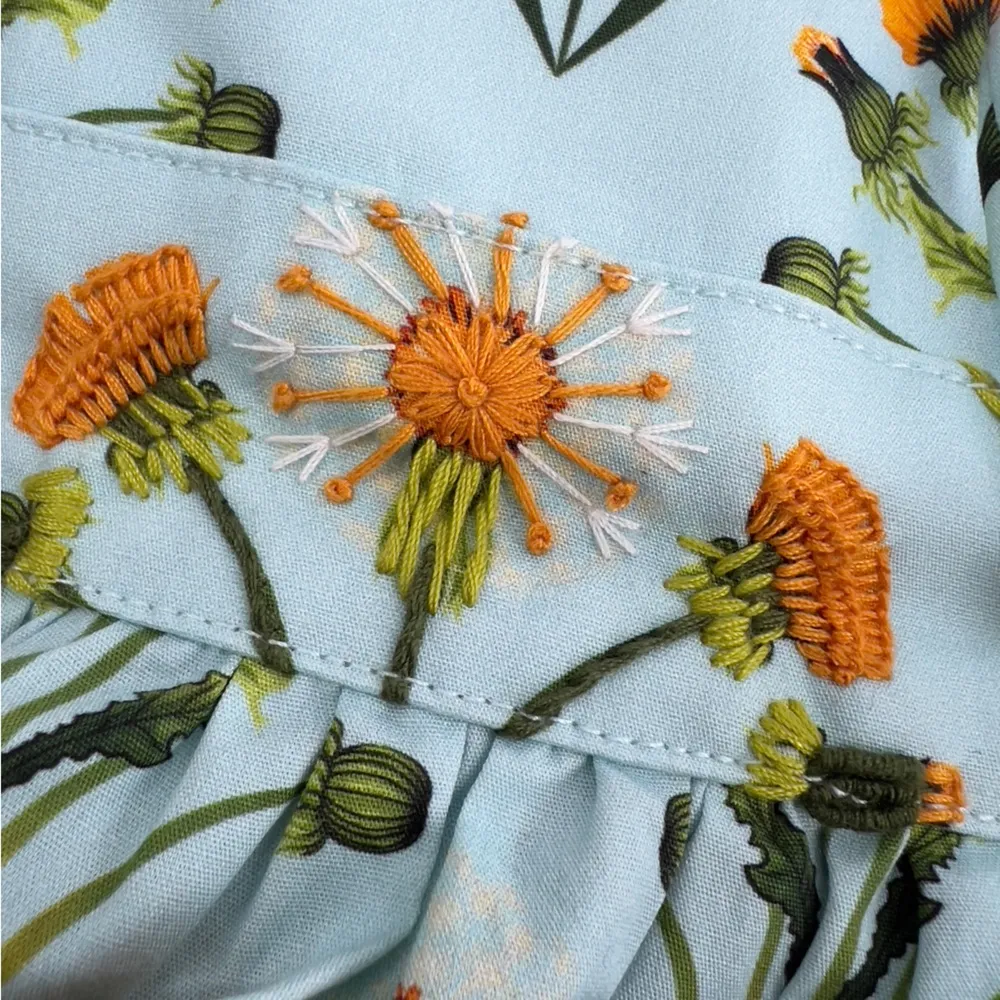 AGUA BY AGUA BENDITA Manzanilla floral print cotton poplin mini dress sz M Blue Size M - Image 10