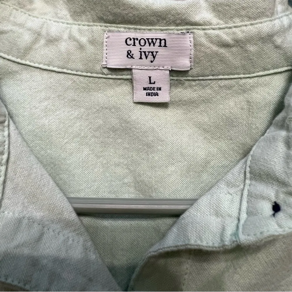 Women's Crown & Ivy Long Sleeve Oxford Boyfriend Shirt size L - Image 5