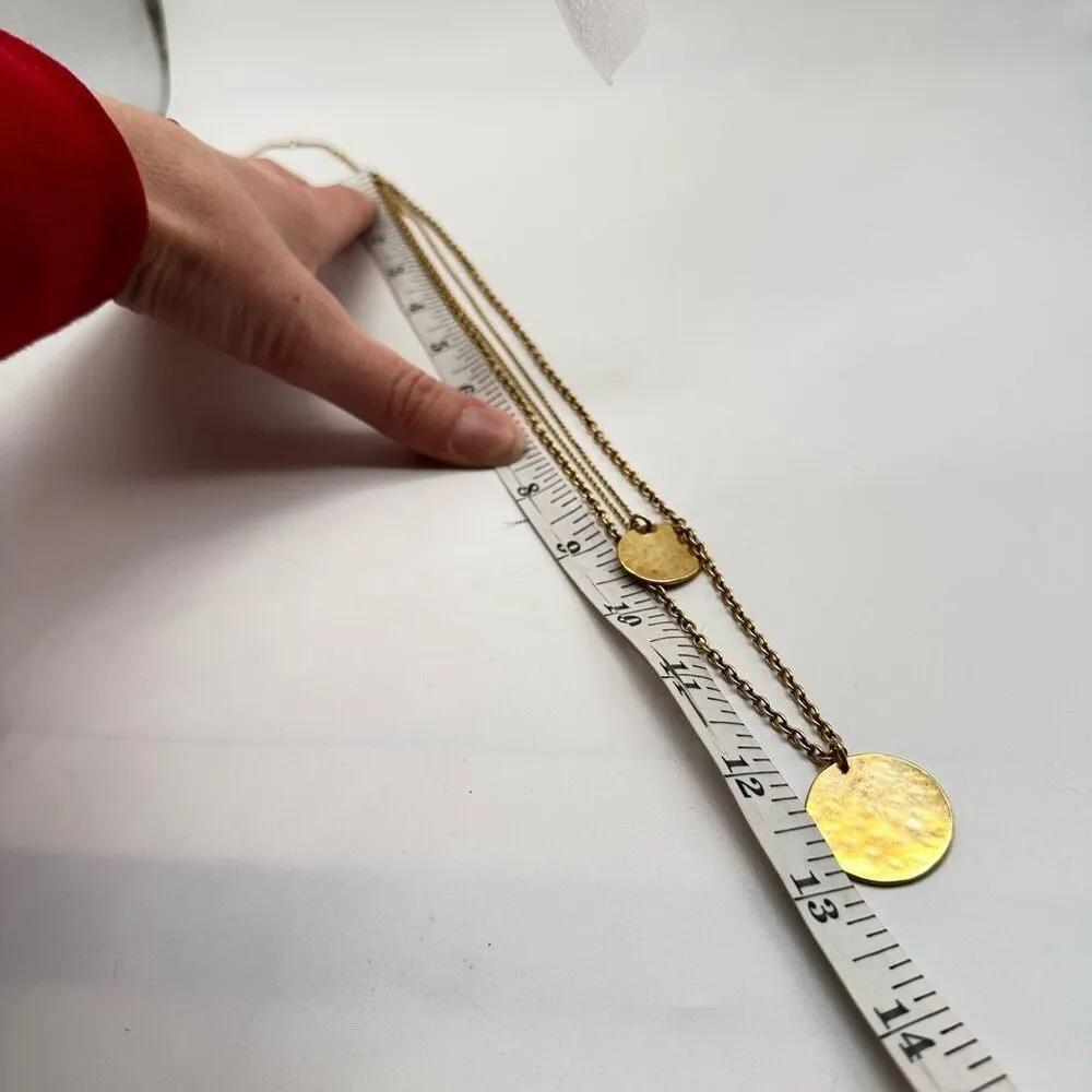 J Crew Gold Tone Layered Multi Strand Coin Pendant style‎ Necklace Dainty Gold - Image 4