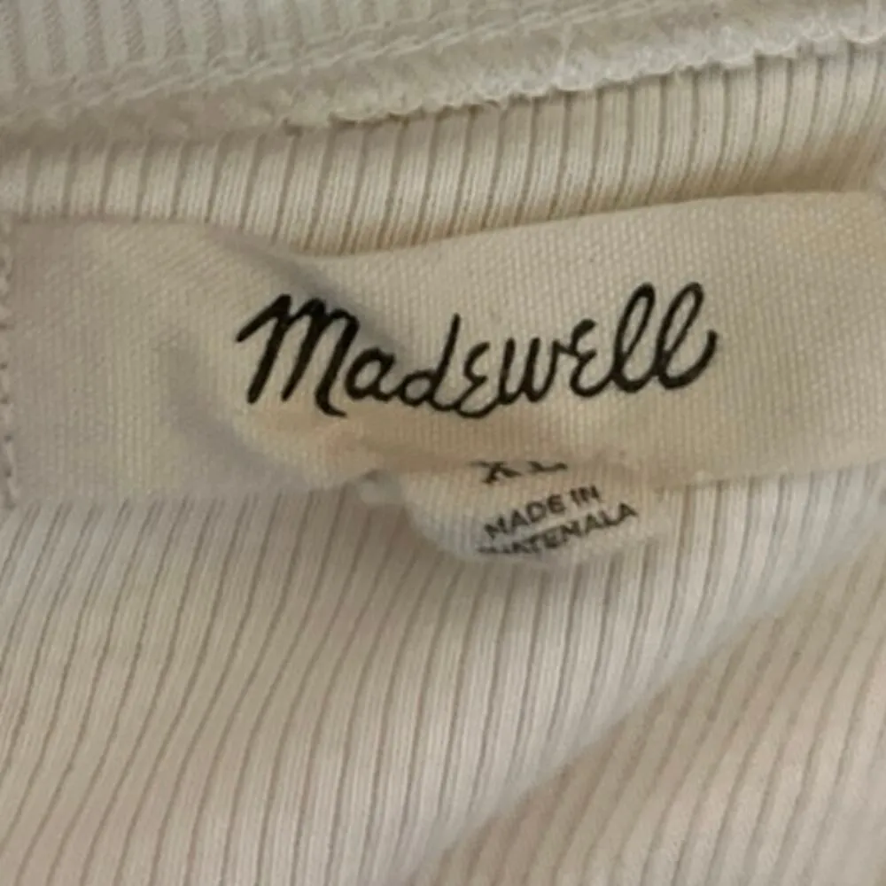 Madewell Women's White Rib Knit Short Sleeve Crew Neck Tee T-Shirt Top Size XL - Image 3