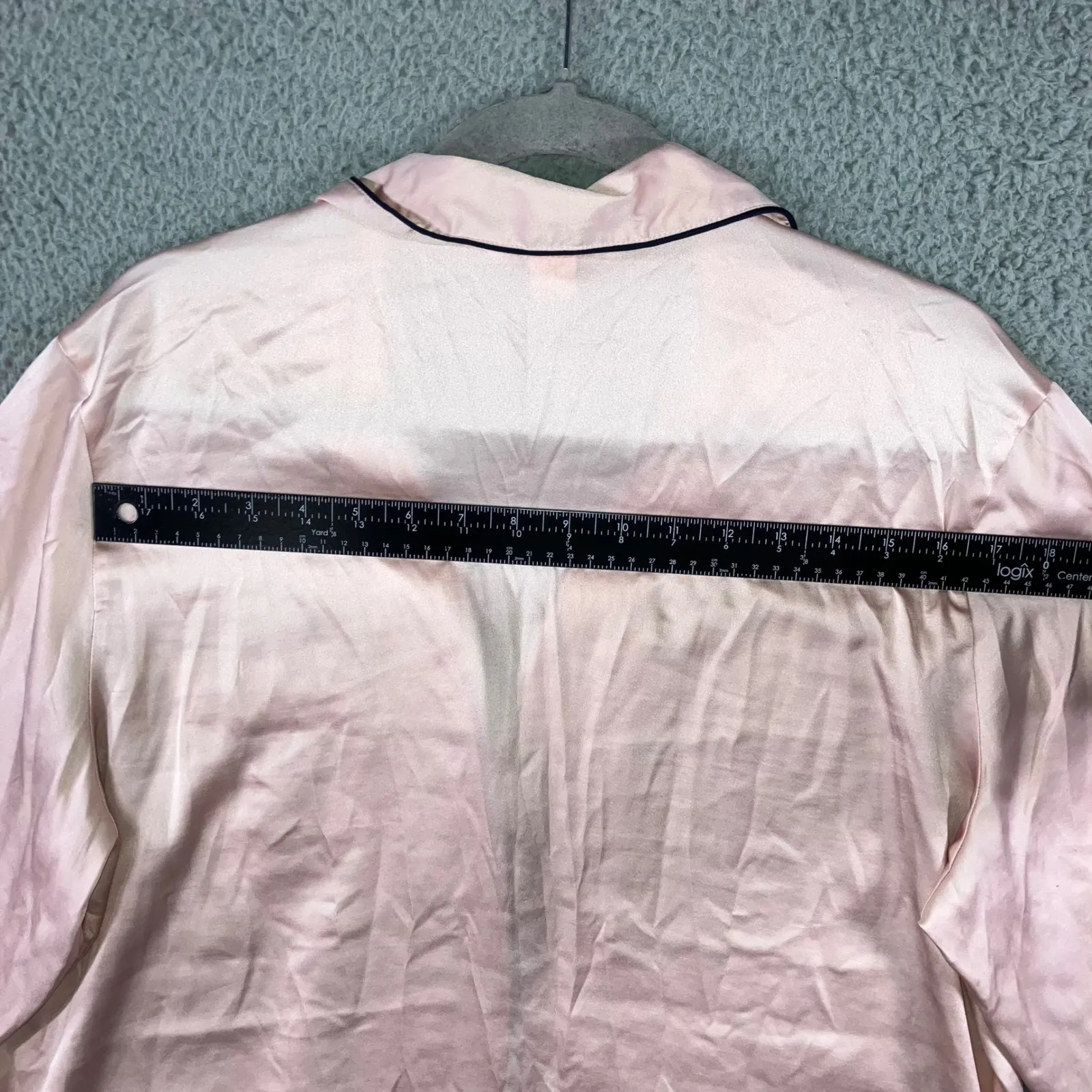Victoria's Secret Pink Satin Heart Pajama Top Women XL Long Sleeve Button Up - Image 8