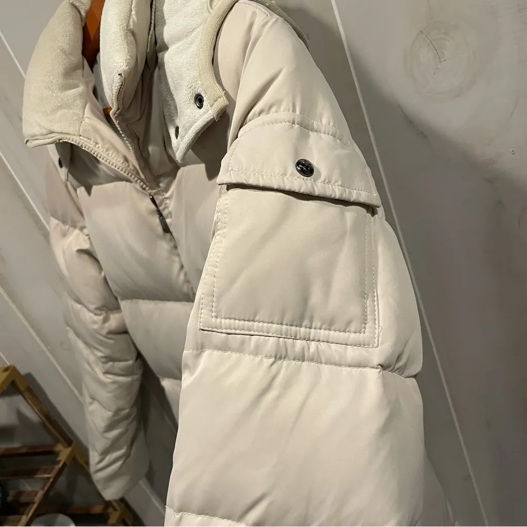 Vintage 90’s creamy coffee Liz Claiborne down puffer jacket fleece lined hood - Image 10