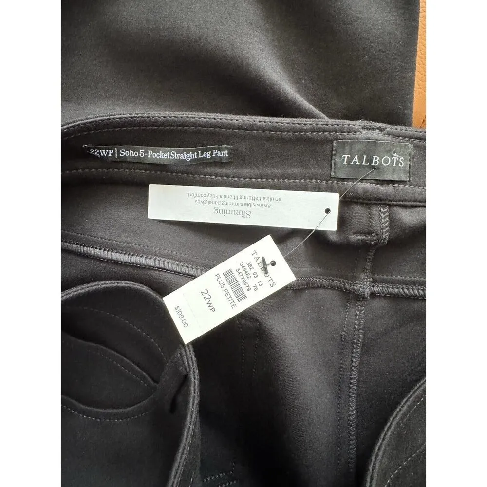 NWT Talbots Soho 5 Pocket Straight Leg Black Ponte Knit Slimming Pants Size 22WP - Image 6