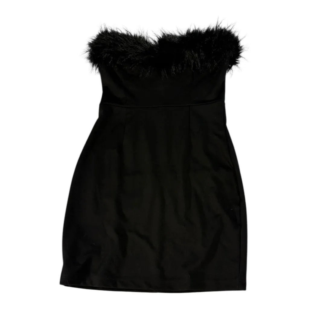 Y2K Venus Strapless Feather Trim Mini Cocktail Dress Women’s 8 Mob Wife Glam LBD - Image 5