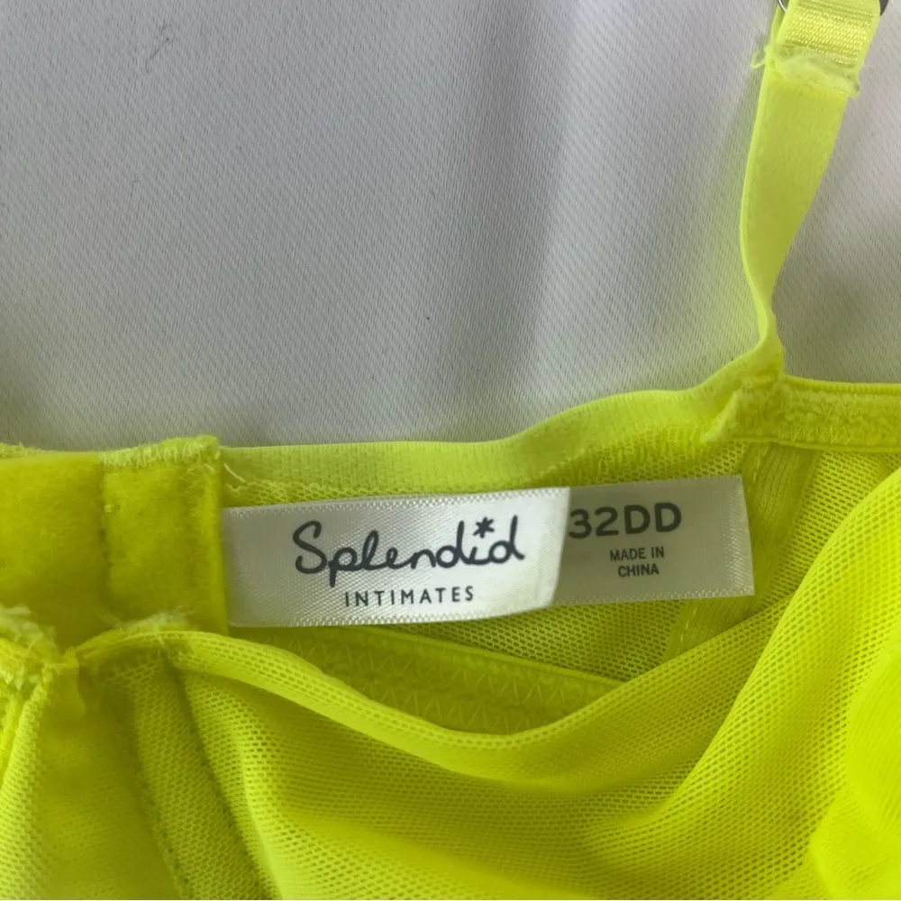 Splendid Intimates Neon Yellow Sheer Mesh Unlined Underwire Bra Size 32DD - Image 2