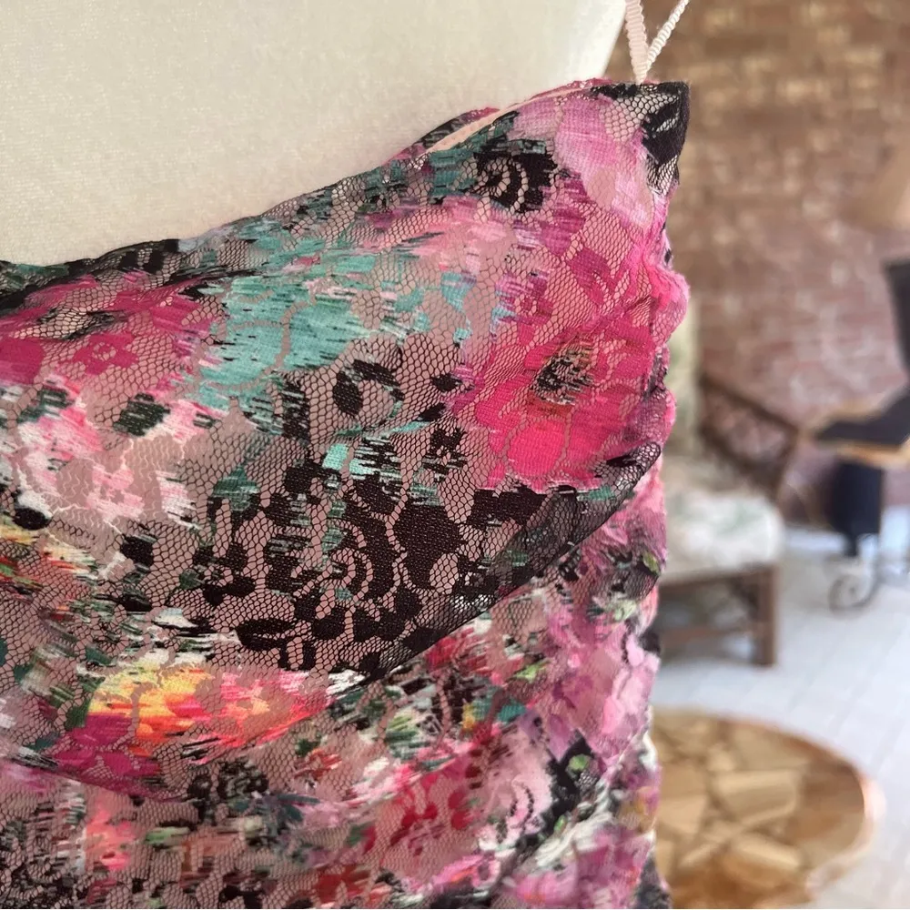 Steve Madden Sache Dress Midi XS Ine Shoulder Floral Lace Bodycon NWT Cocktail - Image 5