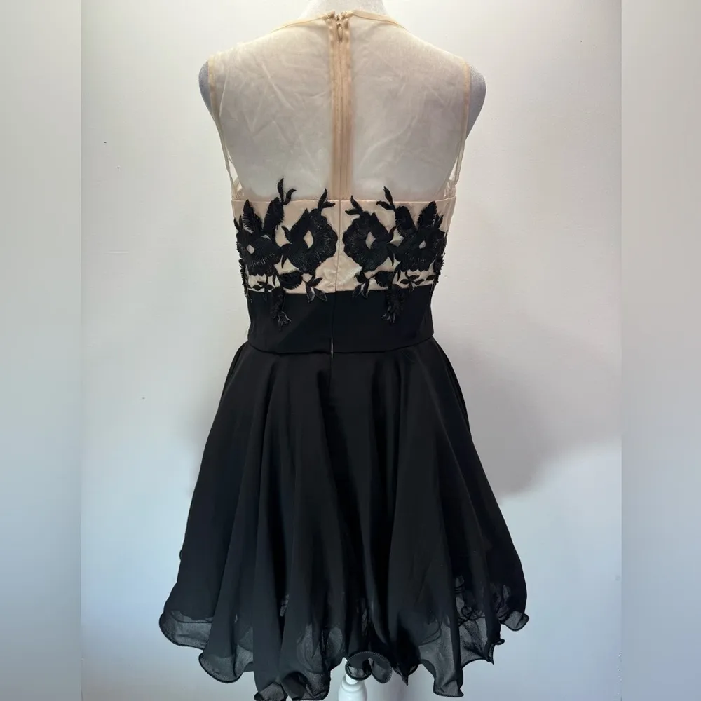 Black & Nude Frilled Cocktail Party ModCloth Dress Whimsigoth Chi Chi London - Image 5