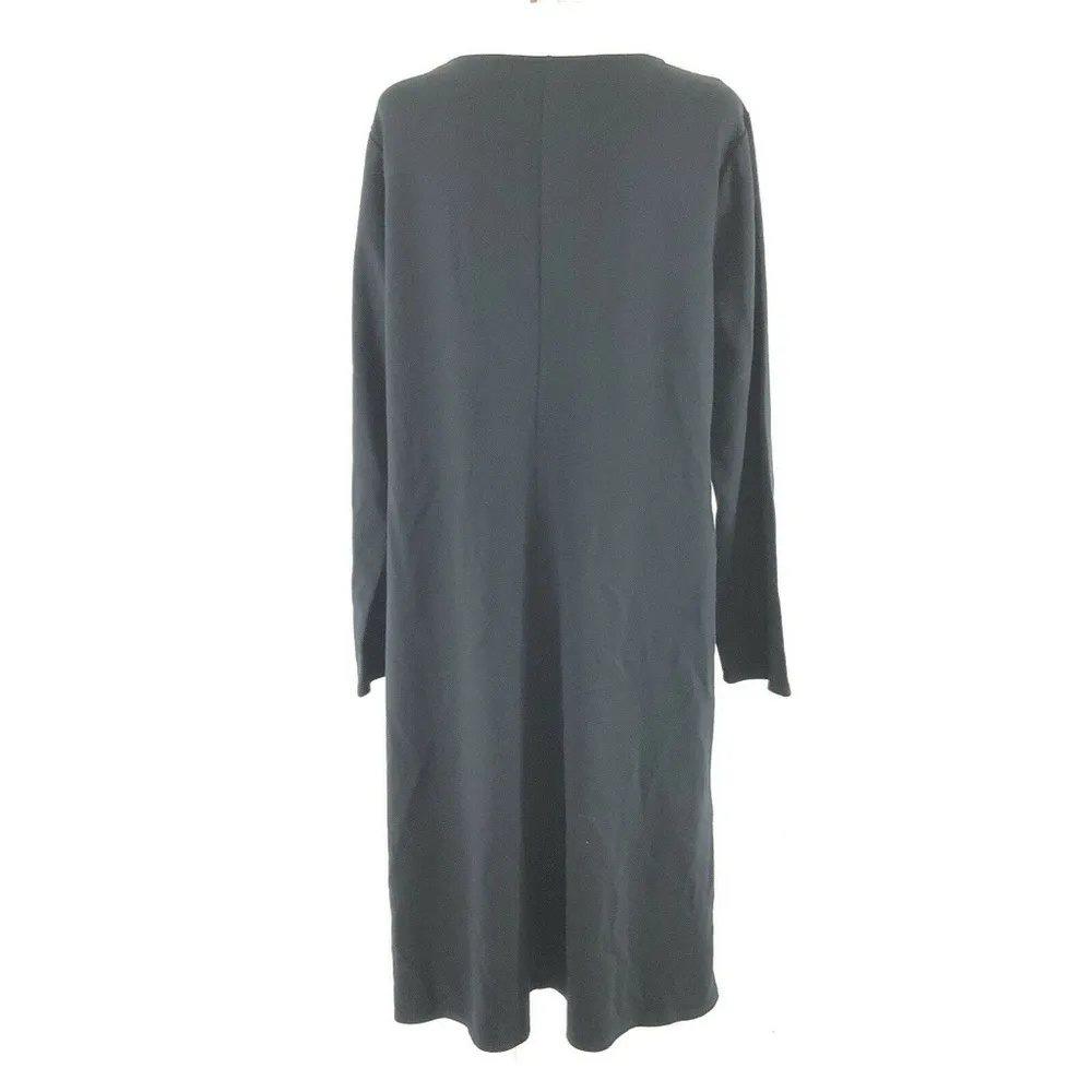 J Jill Shift Dress Pleat Long Sleeve Scoop Neck L - Image 3