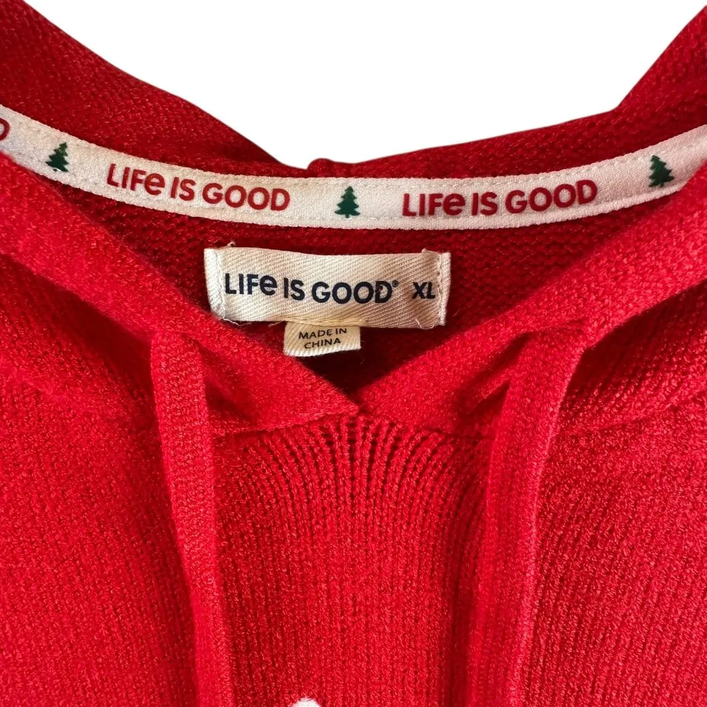 Life is Good Red Holiday Dog Hoodie Christmas Sweater Size XL - Image 5
