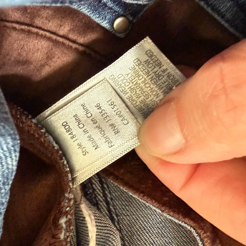 ECRU Designed Los Feliz Brown Moleskin Fabric Inset Jean In Vintage 28 - Image 12