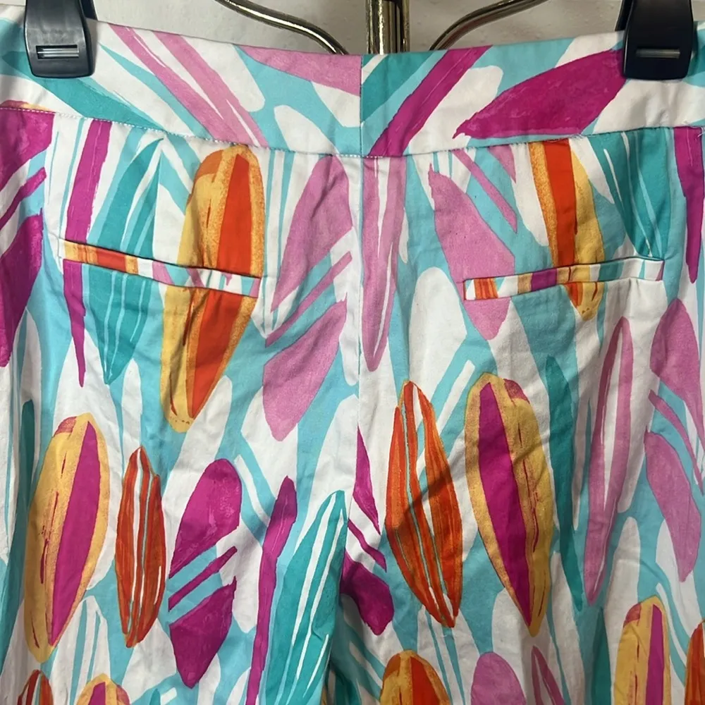 Pappagallo Pink Blue Orange White Capri Fun Surfboard Print European Sum… Size 10 - Image 5