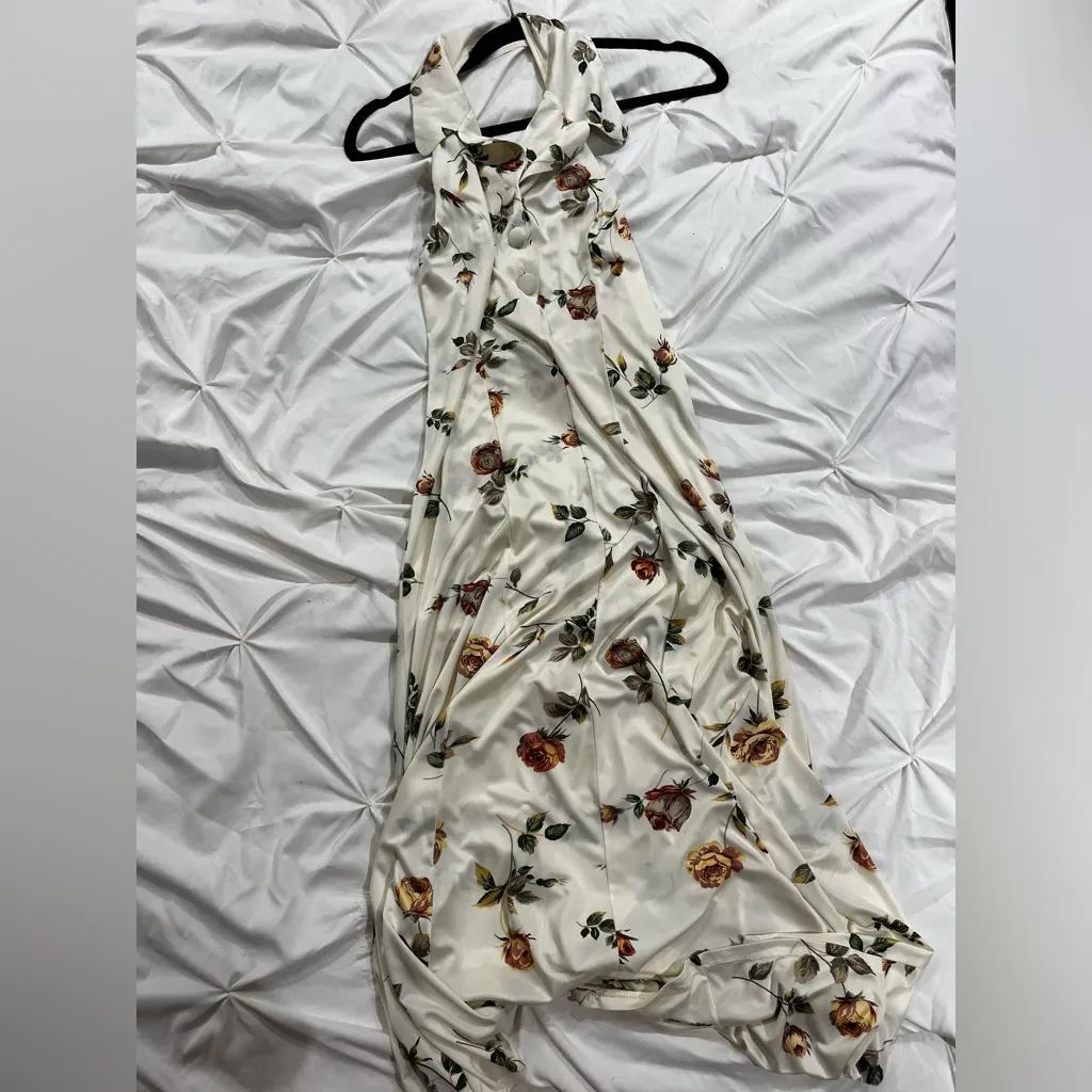 Floral Halter Maxi Dress Red - Image 2