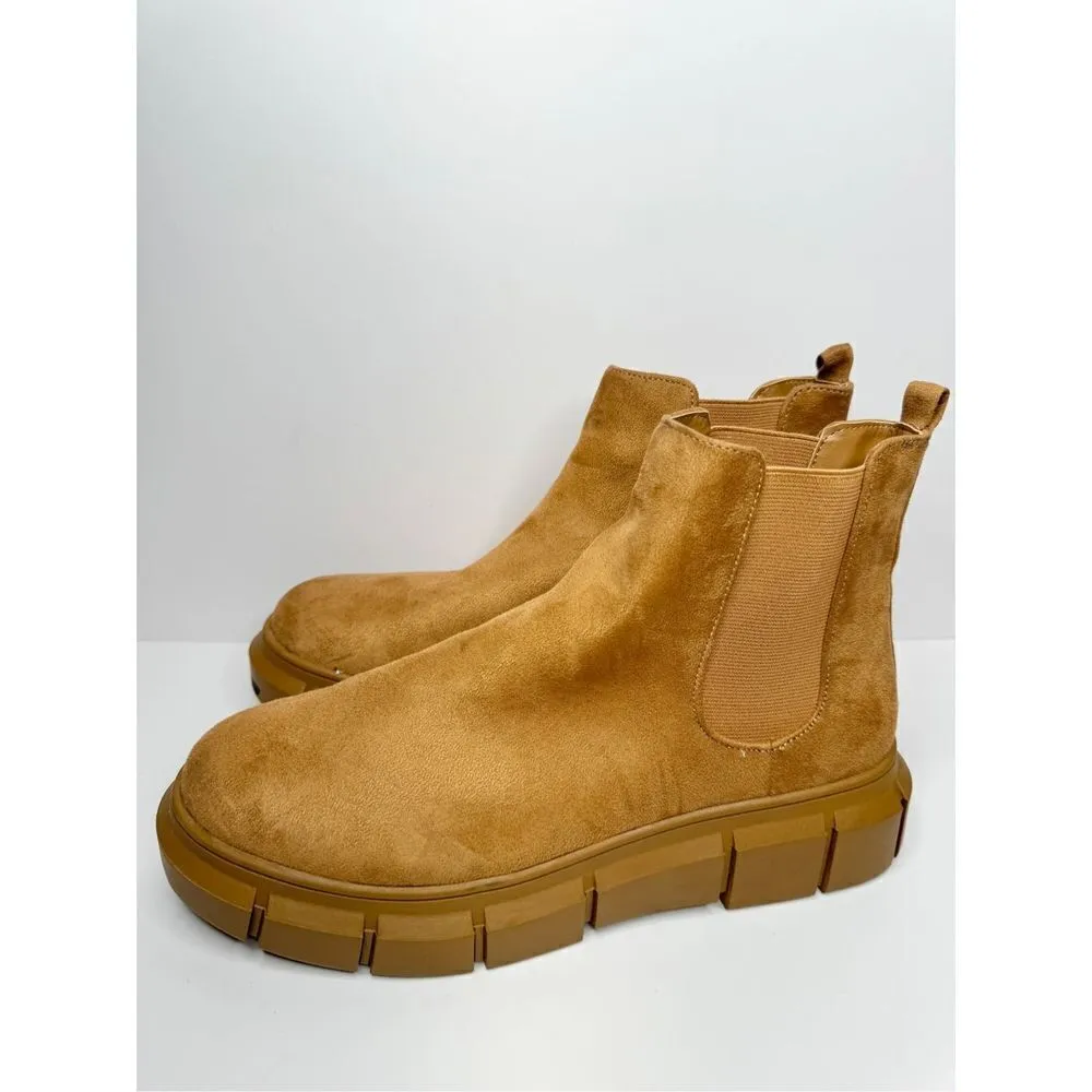 BP Chelsea Boots Nya Faux Suede‎ Tan Size 10 Lug Sole Ankle Booties - Image 2