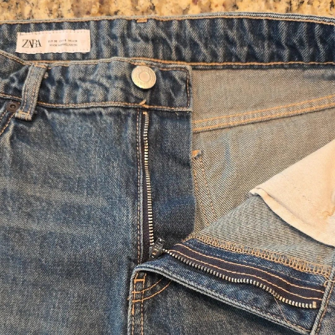 Zara Jeans Wide Leg Straight Baggy High Waist Mom Denim Blue Size 4 - Image 6