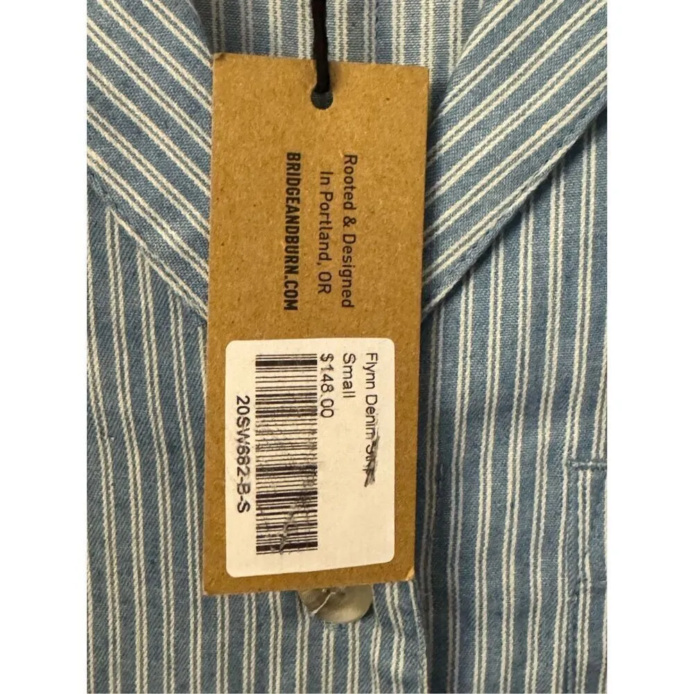 Bridge & Burn Flynn Railroad Striped Cotton Jumpsuit S NEW Blue - Image 4