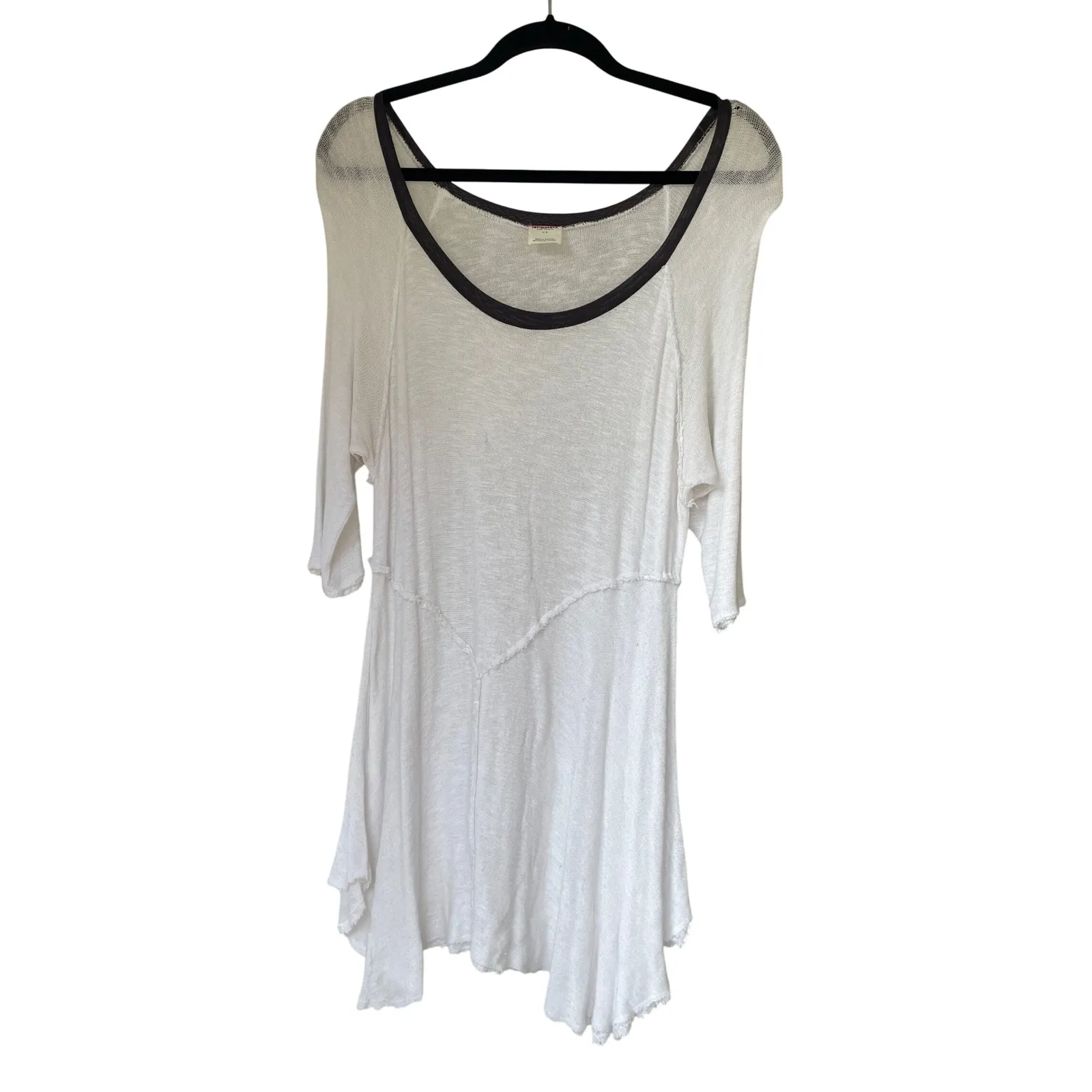 Free People Intimately White Tunic Top Scoop Neck 3/4 Sleeve Large - Image 4