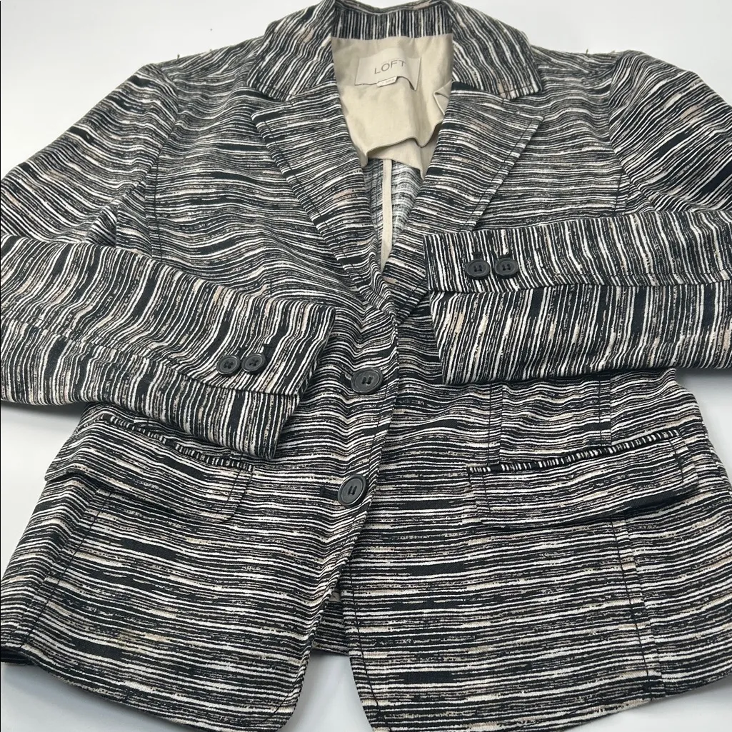 LOFT Striped Black and White Blazer - Image 8