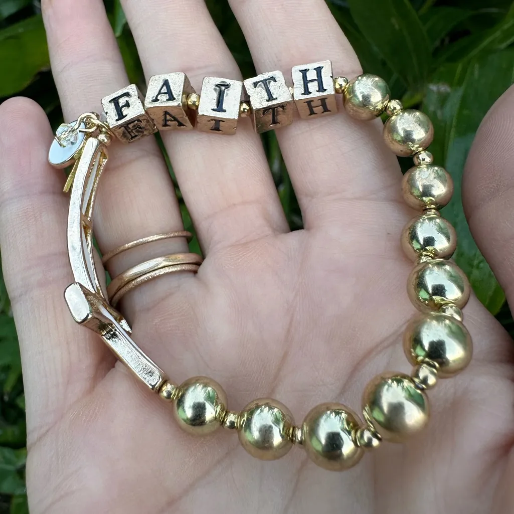 B16. Gold Faith Cross Bracelet - Image 4