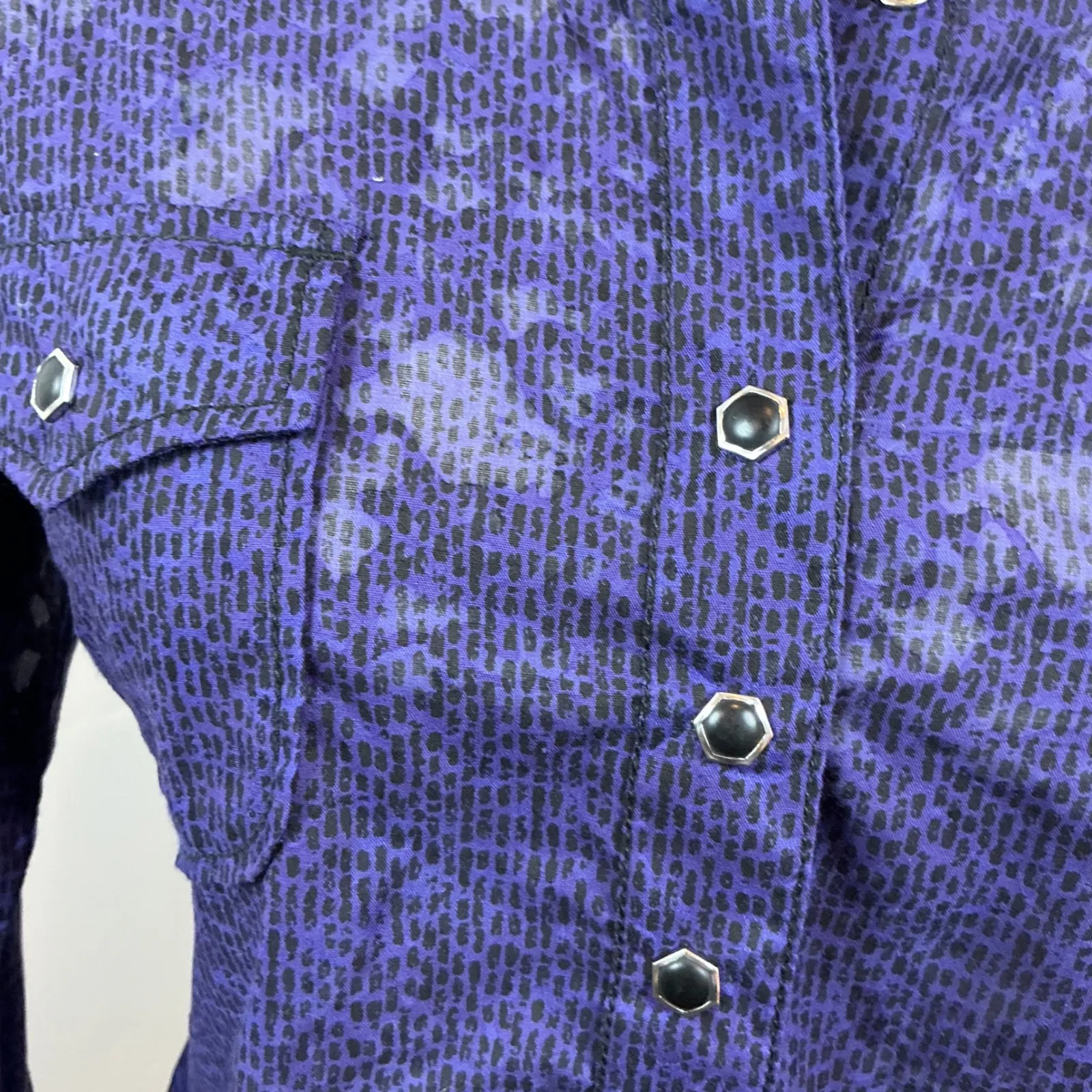 Rock 47 by Wrangler Purple Snake Print‎ Embellished Long Sleeve Western Shirt M Size M - Image 4