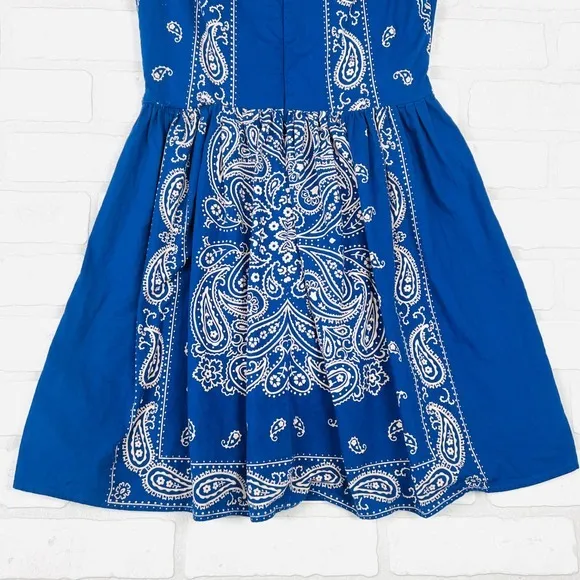 Blue Bandana Print Cutout Waist‎ Sleeveless Mini Dress Topshop Size 4 - Image 11