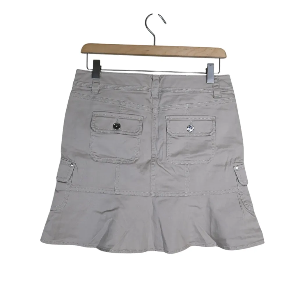 WHBM Women's 2 Khaki Ruffle Mini Skirt - Image 2