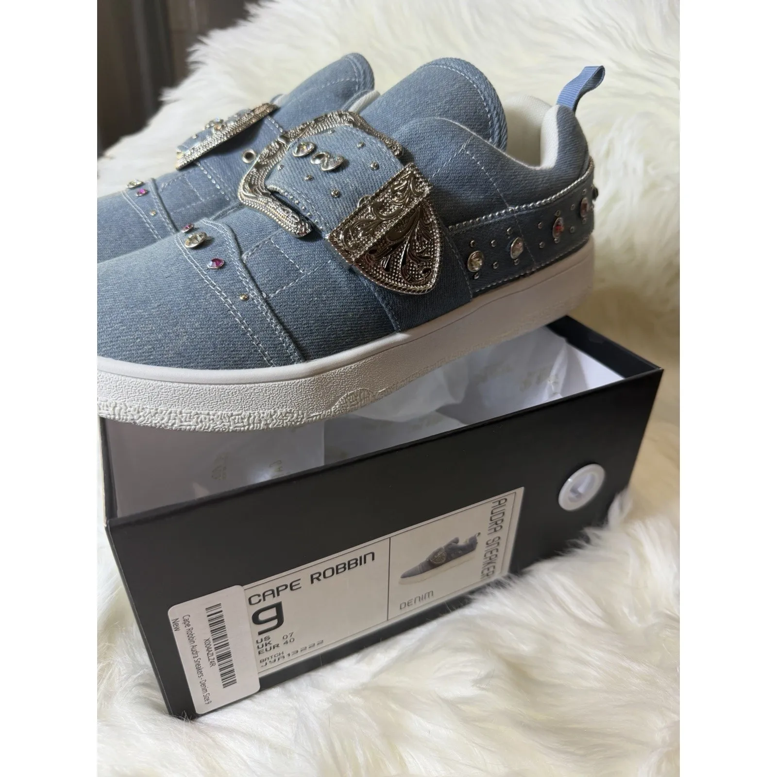Cape Robin Audra Sneaker Size 9 Decorative Buckle Denim Boho Western Sneakers - Image 2
