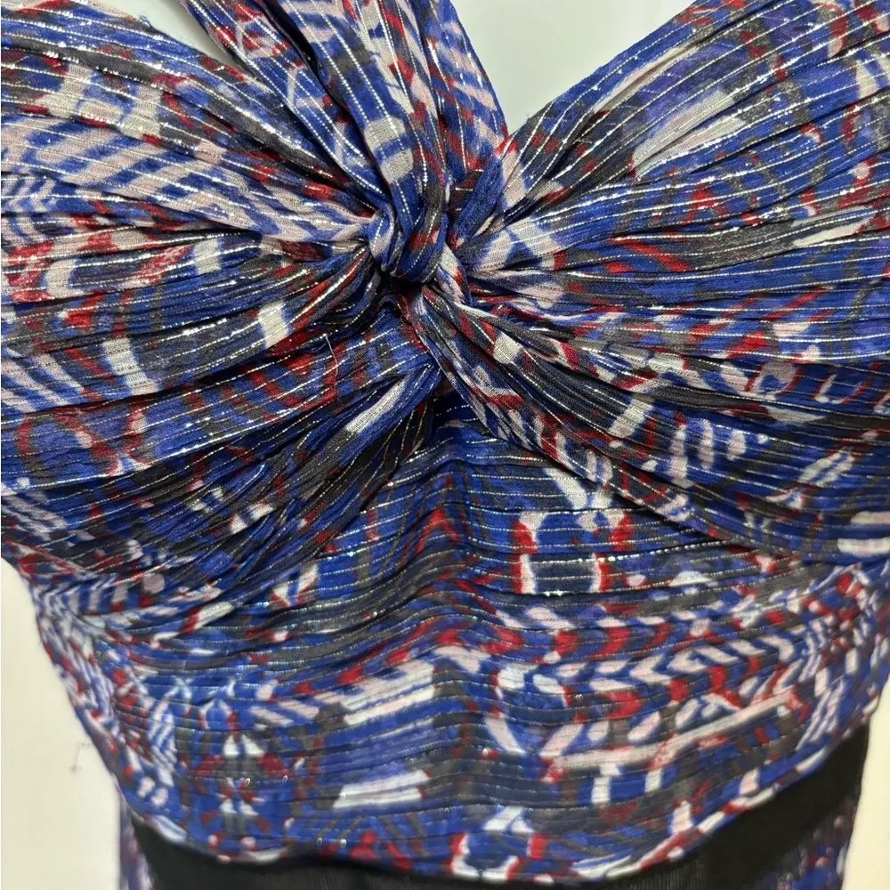 BCBG BGBGMAXAZRIA Inga One Shoulder SILK Printed Maxi Dress Sz 6 Whimsy Goth - Image 13