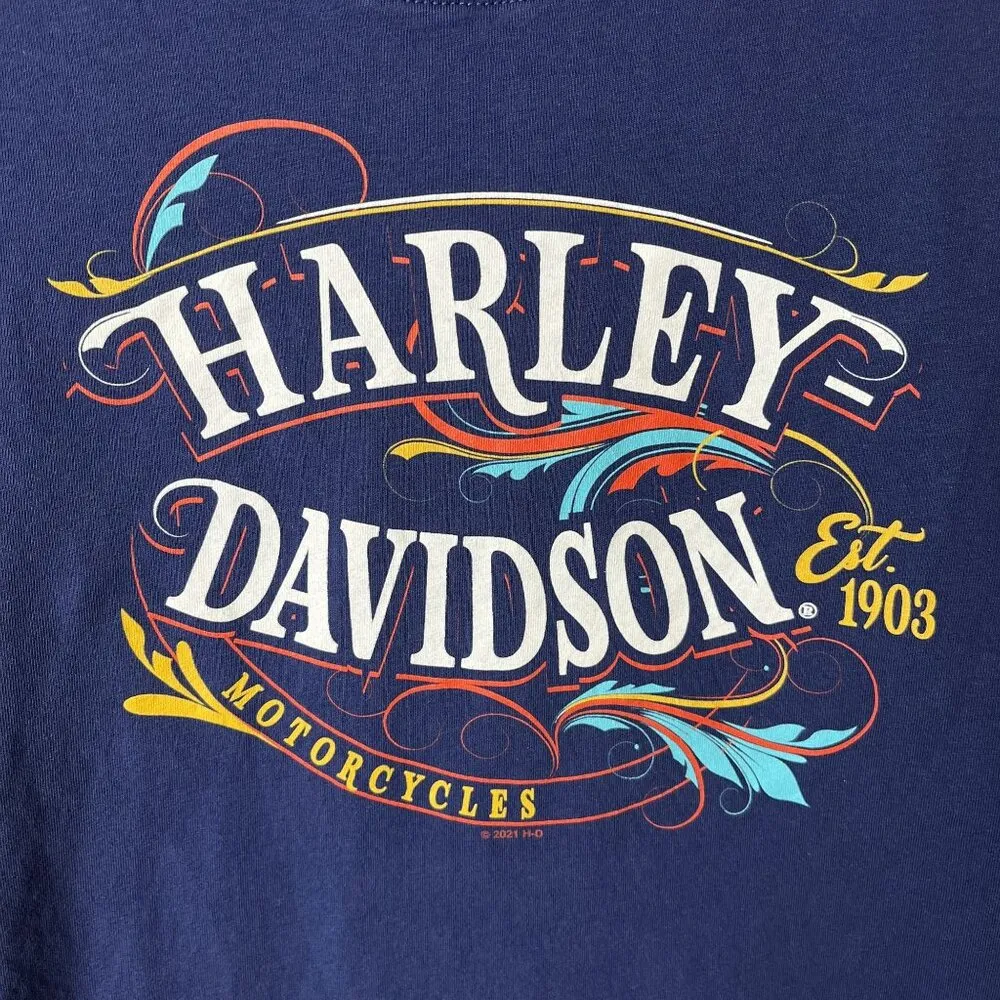 Harley Davidson Cocoa Beach Florida T Shirt Extra Small XS Womens Blue Graphic - Image 5